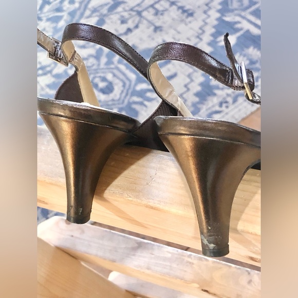 Alex Marie Bronze Patent Toe Slingback Heels - Picture 10 of 12